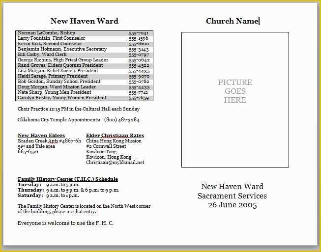 Free Church Bulletin Templates For Microsoft Word ledrusaq